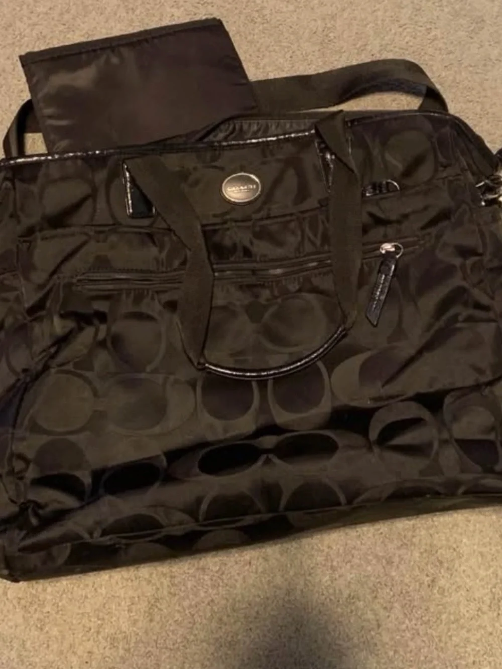 Coach Black Signature Diaper Bag